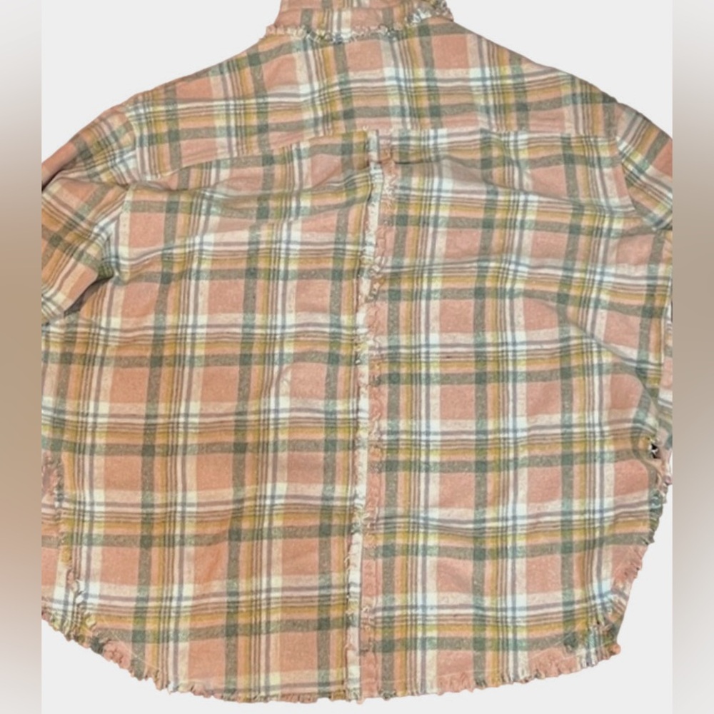 Peach Love California Plaid Button-Down Shirt Peach and Gray - Picture 4 of 10